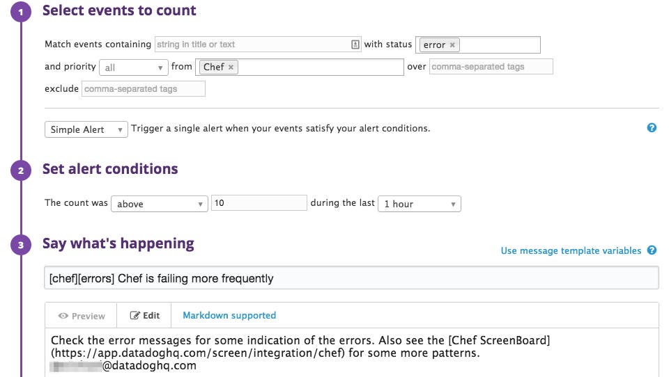 Event alerts creation Event alerts creation