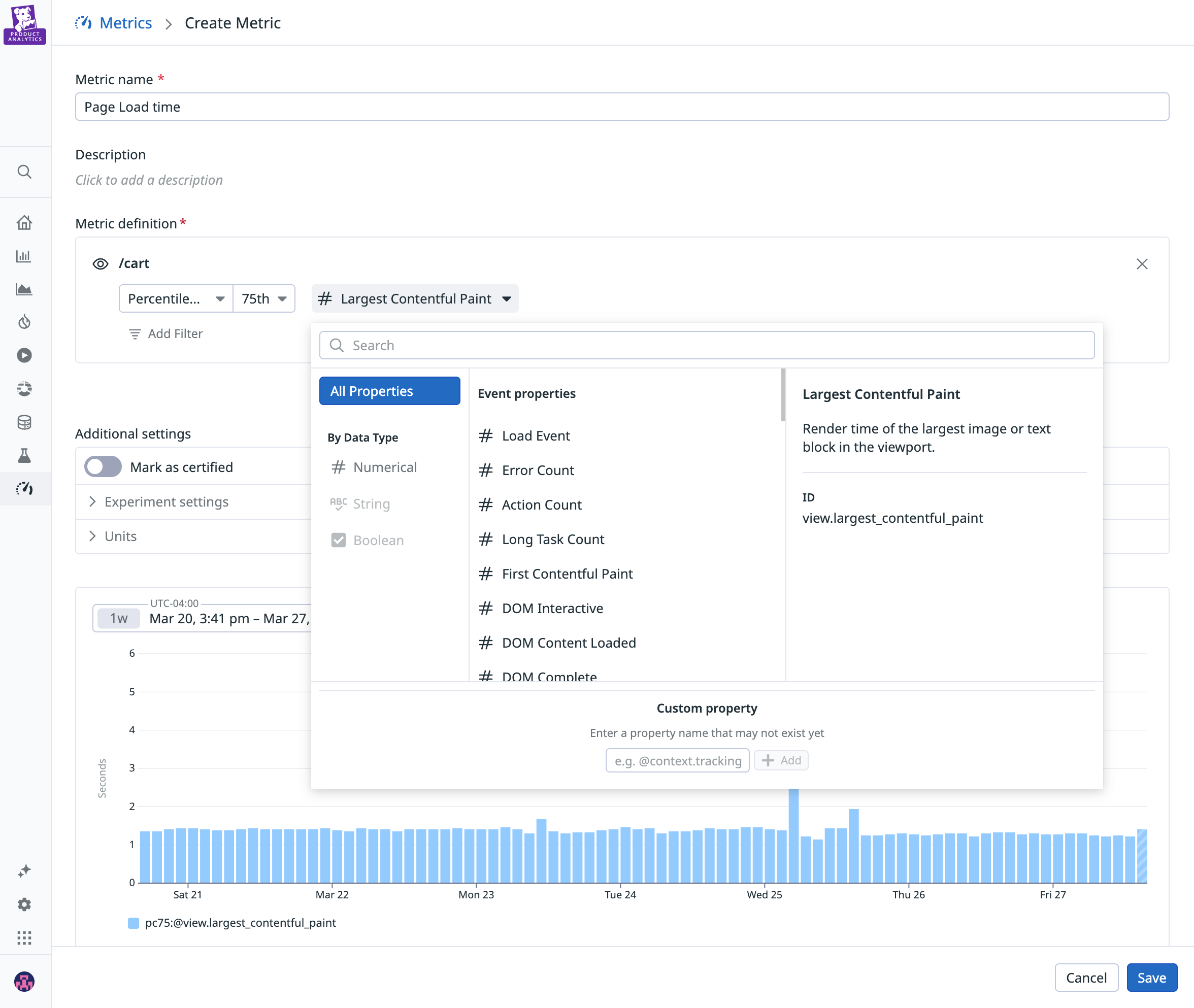 A screenshot of a signal latency spectrum to surface specific pain points.