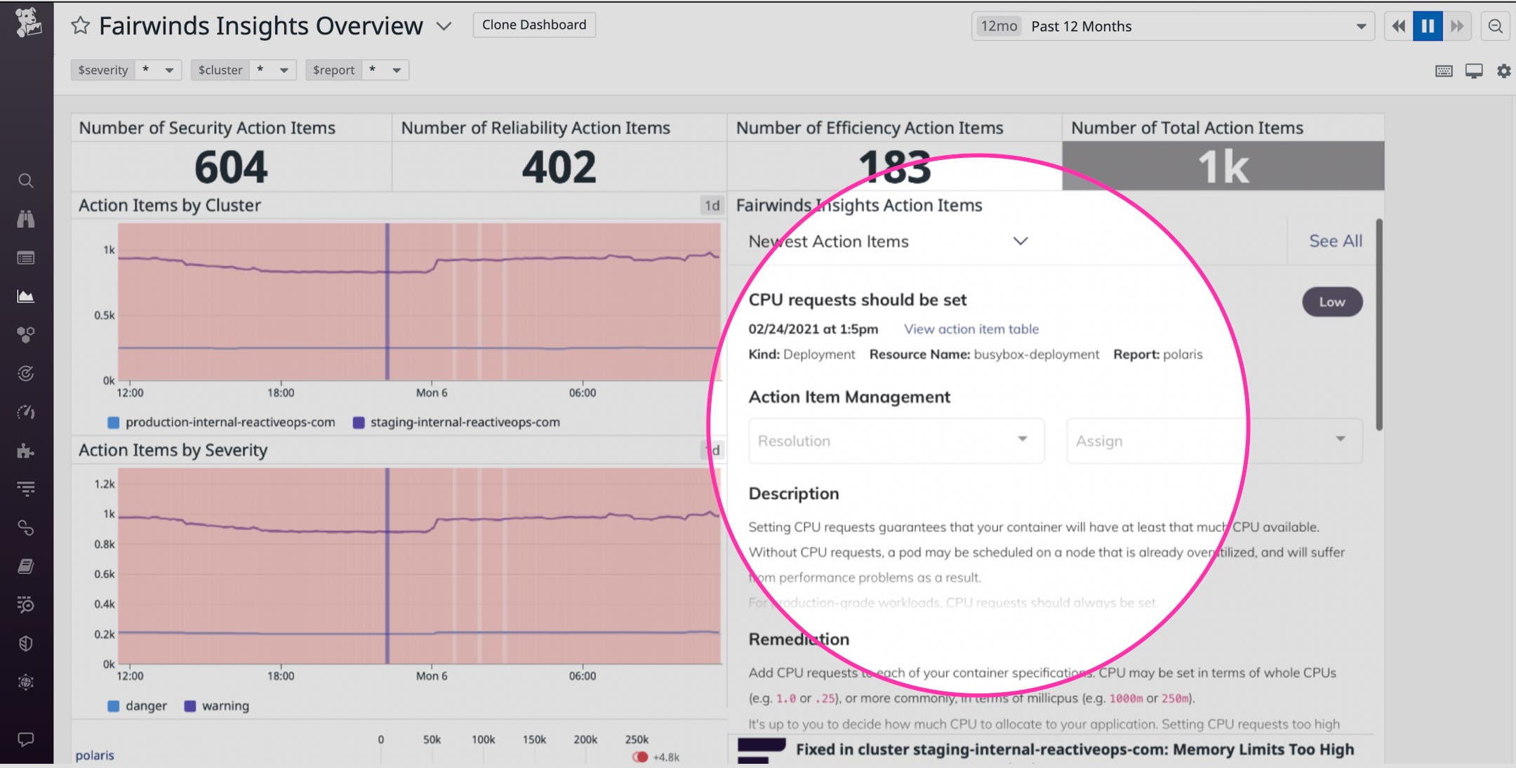 Fairwinds Insights alerts you to Kubernetes misconfigurations and provides remediation guidance. Fairwinds Insights alerts you to Kubernetes misconfigurations and provides remediation guidance.
