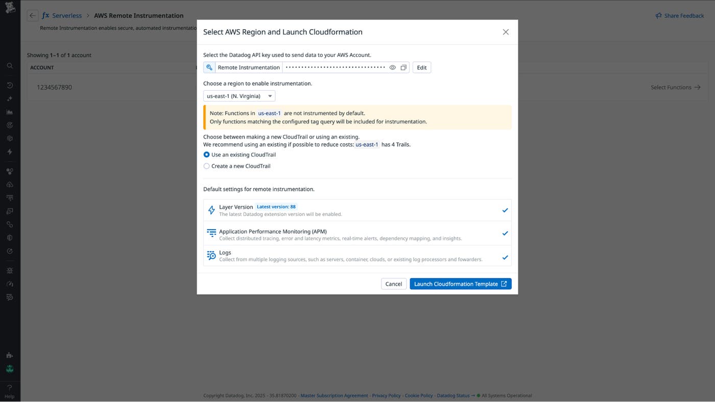 Screenshot showing how to select an AWS region and launch CloudFormation. Screenshot showing how to select an AWS region and launch CloudFormation.
