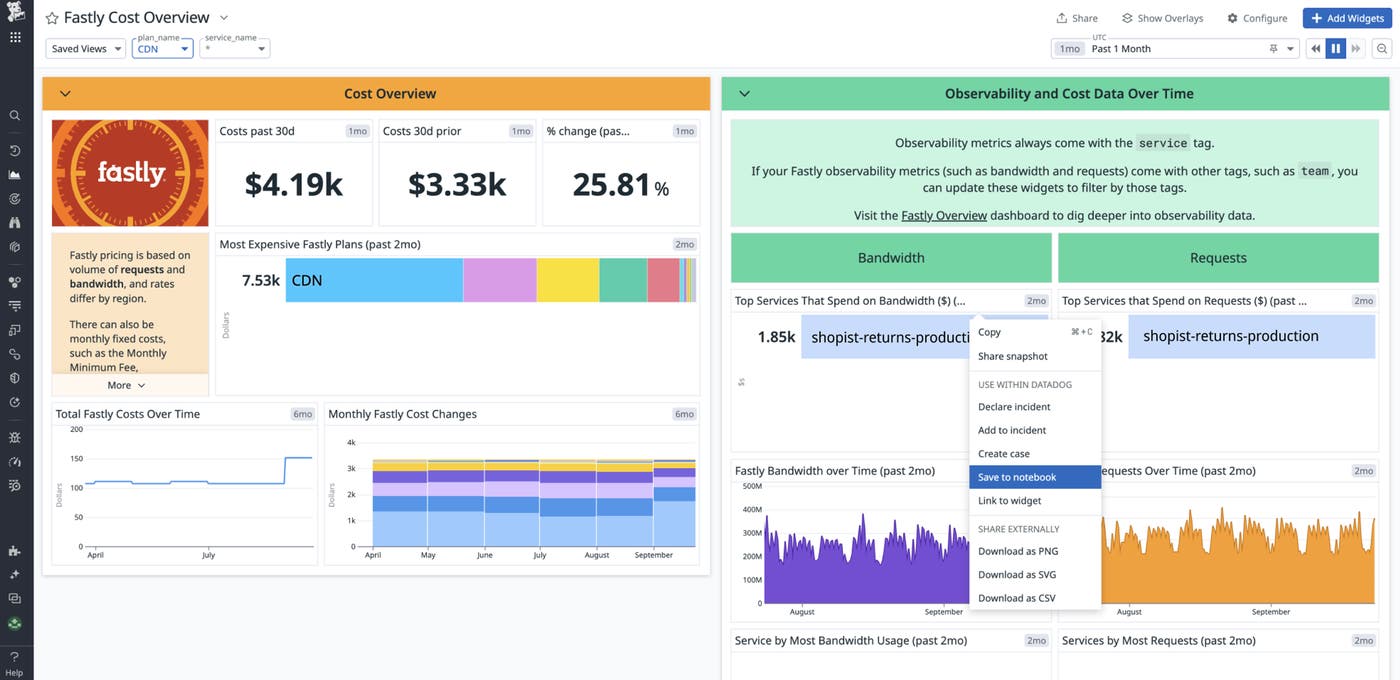 Creating a Notebook from Fastly overview dashboard. Creating a Notebook from Fastly overview dashboard.