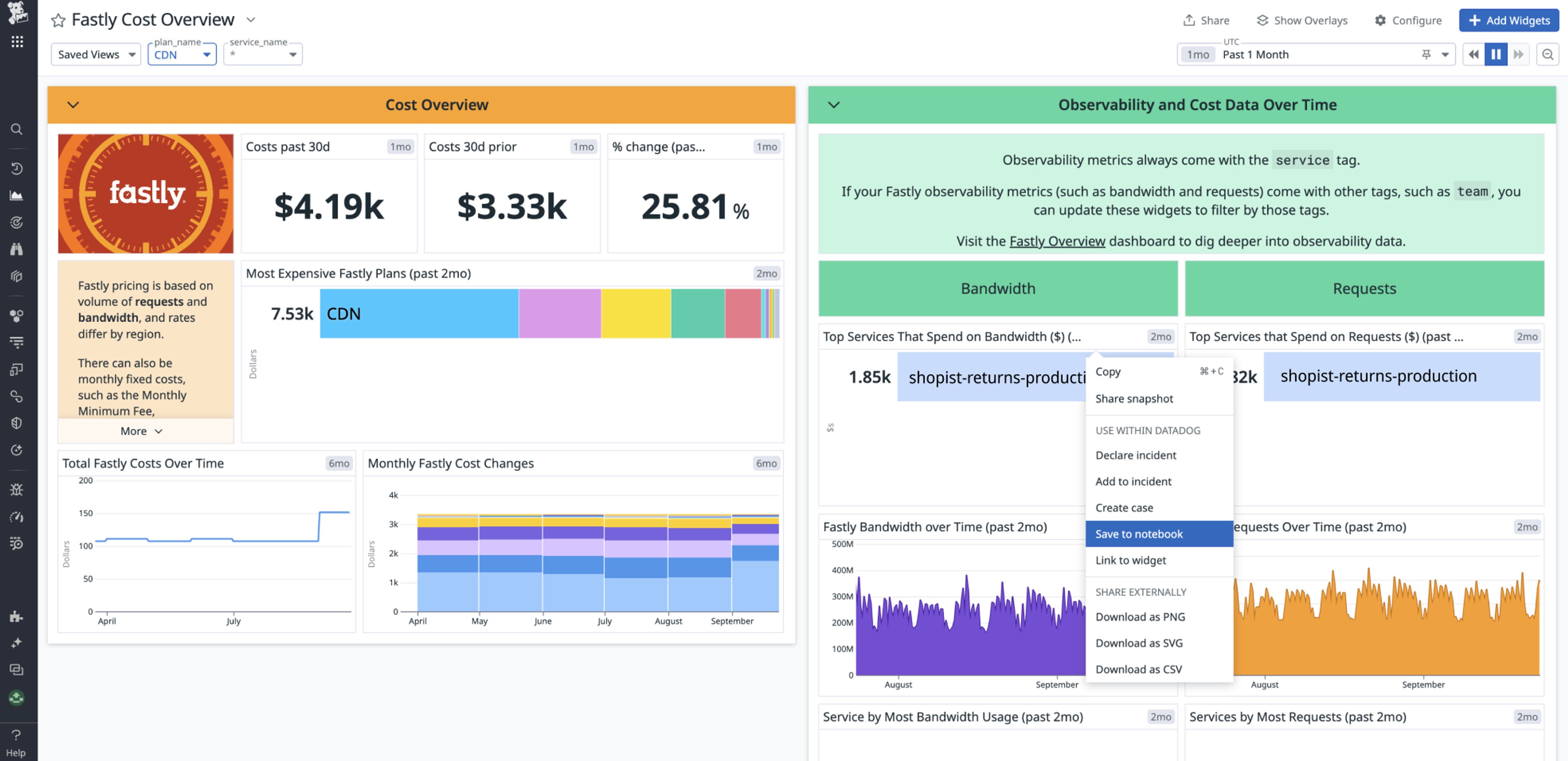 Creating a Notebook from Fastly overview dashboard. Creating a Notebook from Fastly overview dashboard.