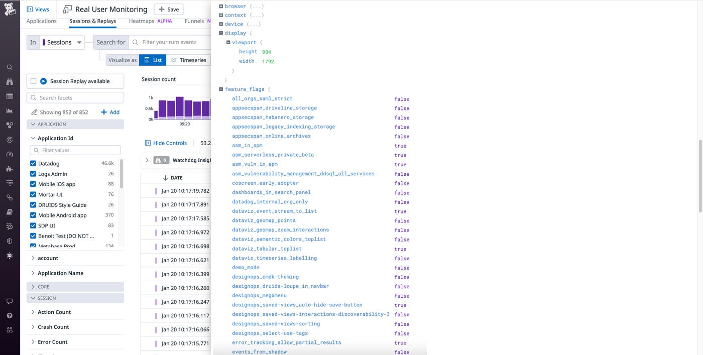 Once the feature is enabled sessions will display all applicable feature flag values Once the feature is enabled sessions will display all applicable feature flag values