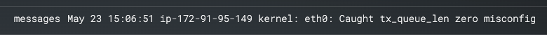 a close up of the log entry for the misconfiguration on eth0