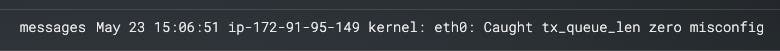 a close up of the log entry for the misconfiguration on eth0 a close up of the log entry for the misconfiguration on eth0