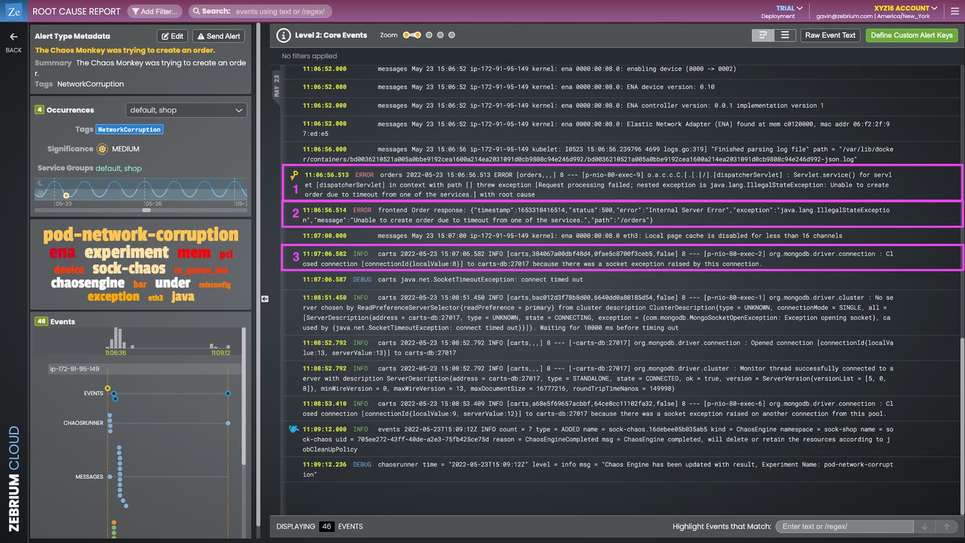 Zebrium detects the symptoms of the root cause Zebrium detects the symptoms of the root cause