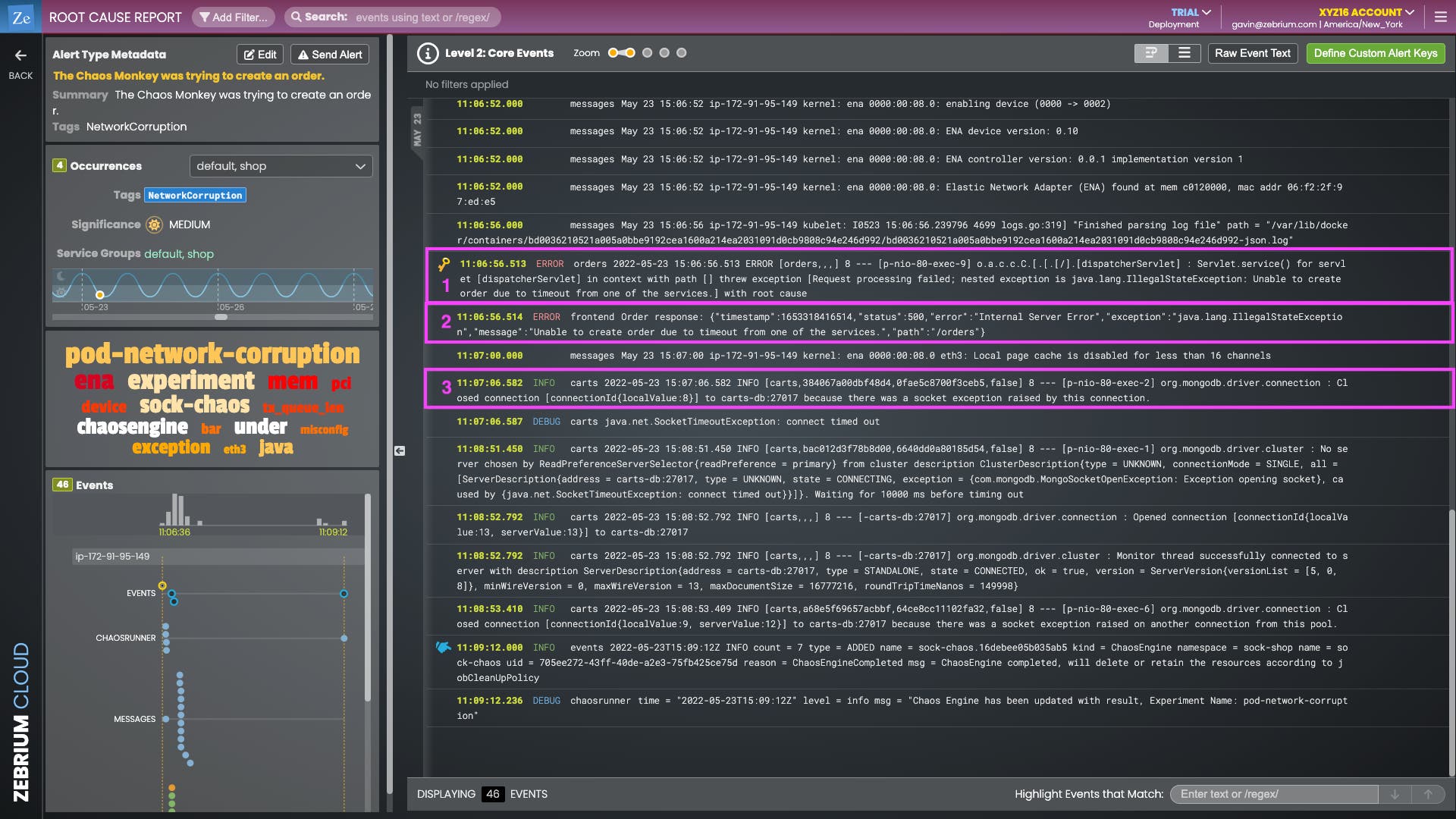 Zebrium detects the symptoms of the root cause Zebrium detects the symptoms of the root cause