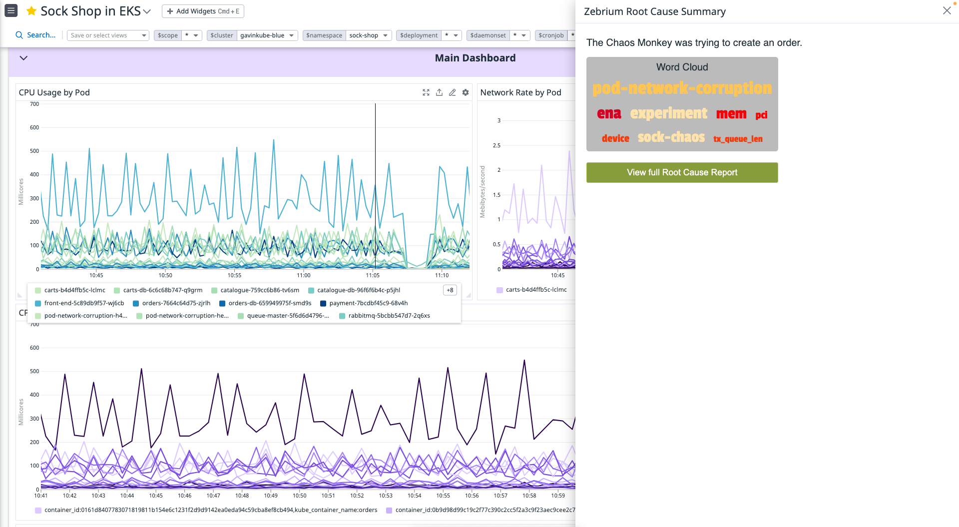 the Zebrium app provides a natural language summary of the alert
