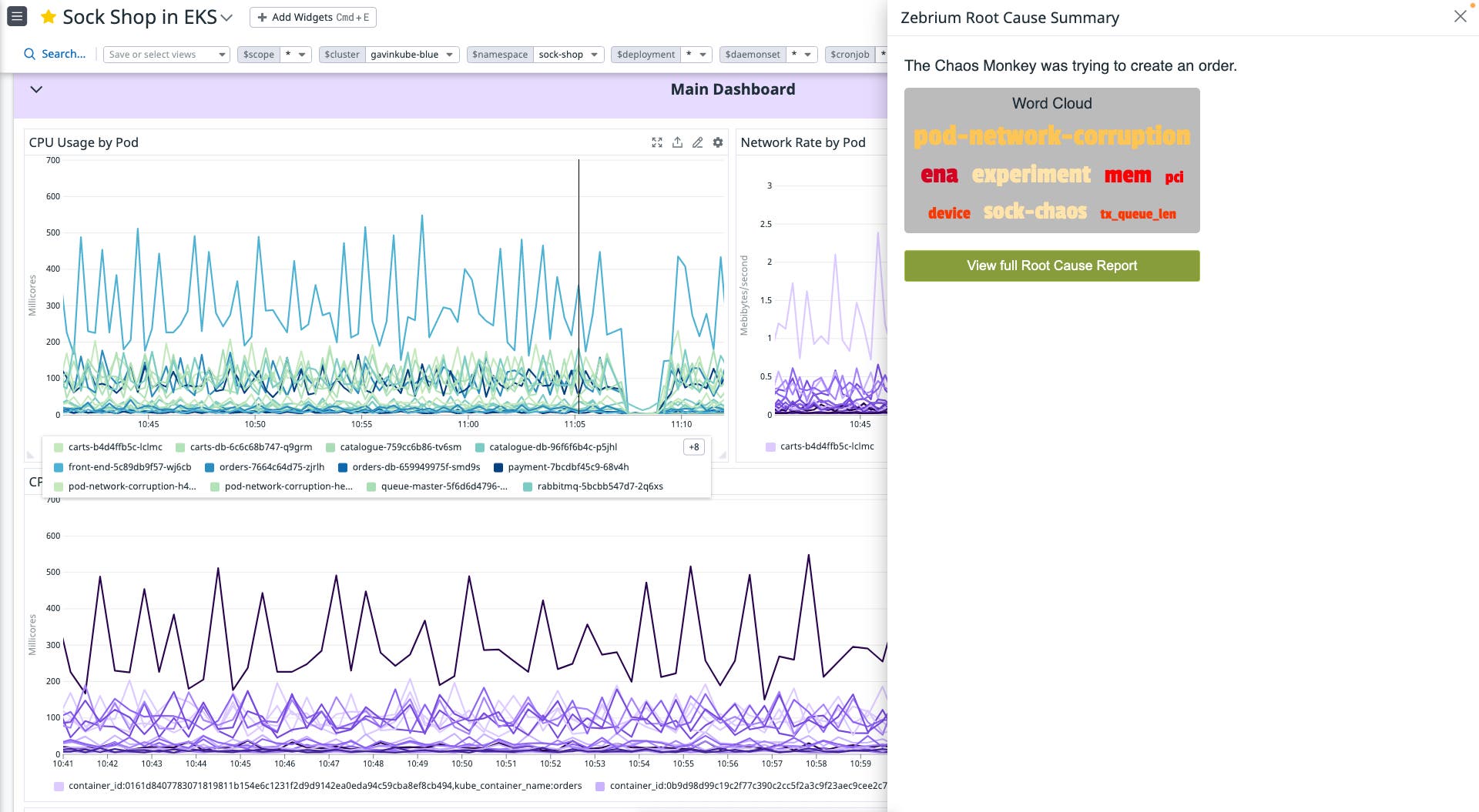 the Zebrium app provides a natural language summary of the alert the Zebrium app provides a natural language summary of the alert