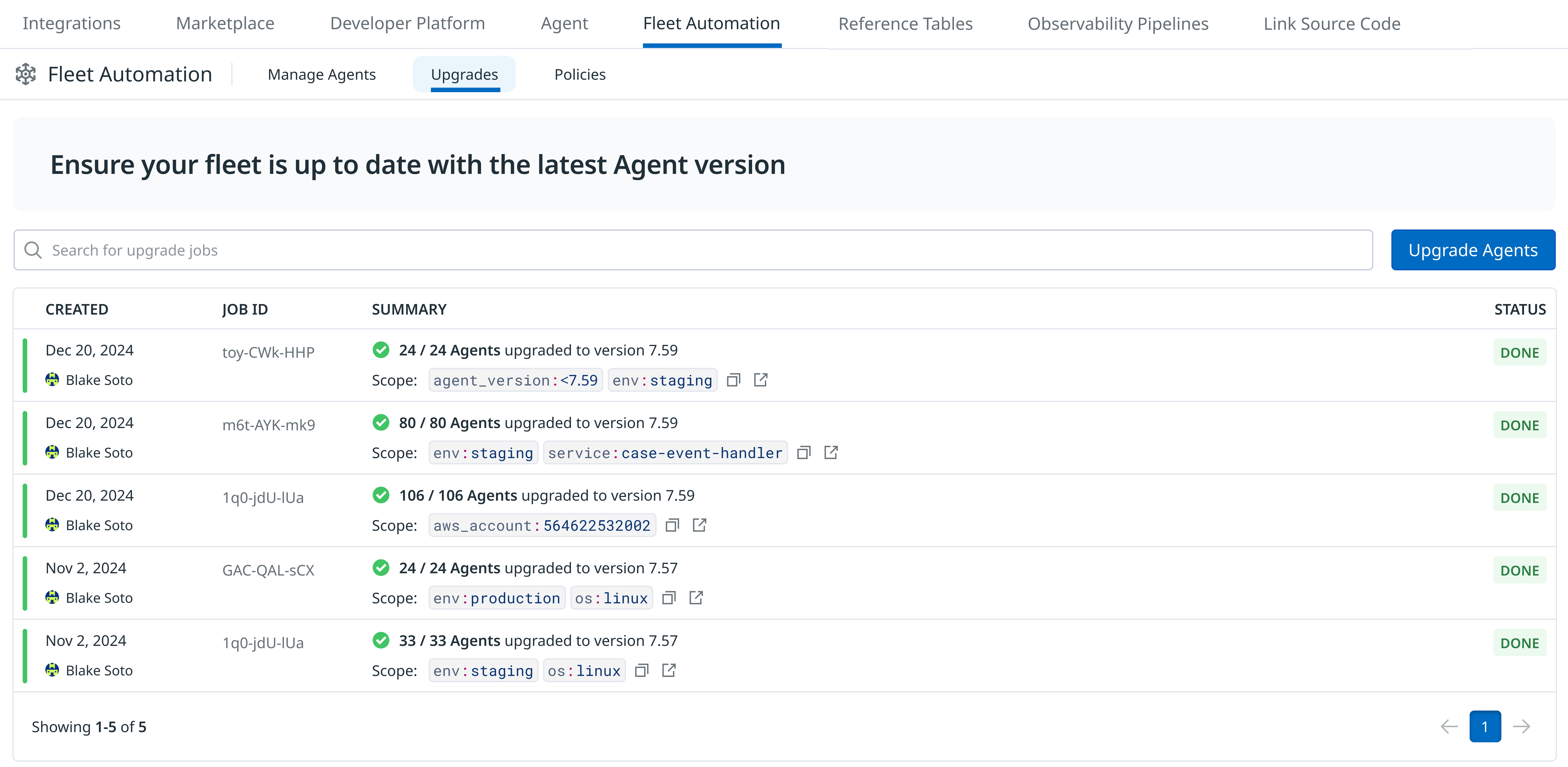 Managing Agent upgrades across the organization.