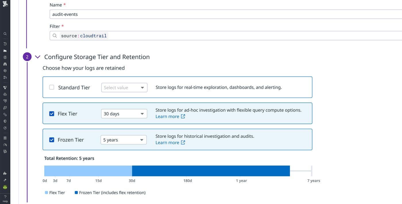 Configuring Flex and Flex Frozen storage tiers for user activity logs. Configuring Flex and Flex Frozen storage tiers for user activity logs.