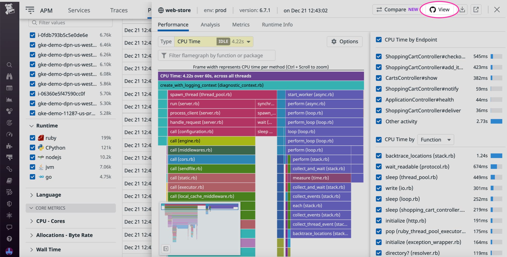 Button for viewing GitHub repositories from the Continuous Profiler page. Button for viewing GitHub repositories from the Continuous Profiler page.
