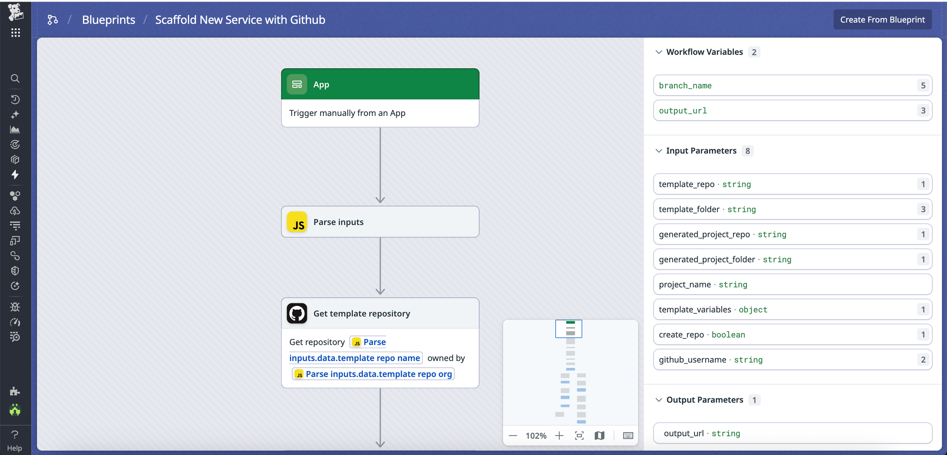 App Builder query that triggers the project scaffolding workflow