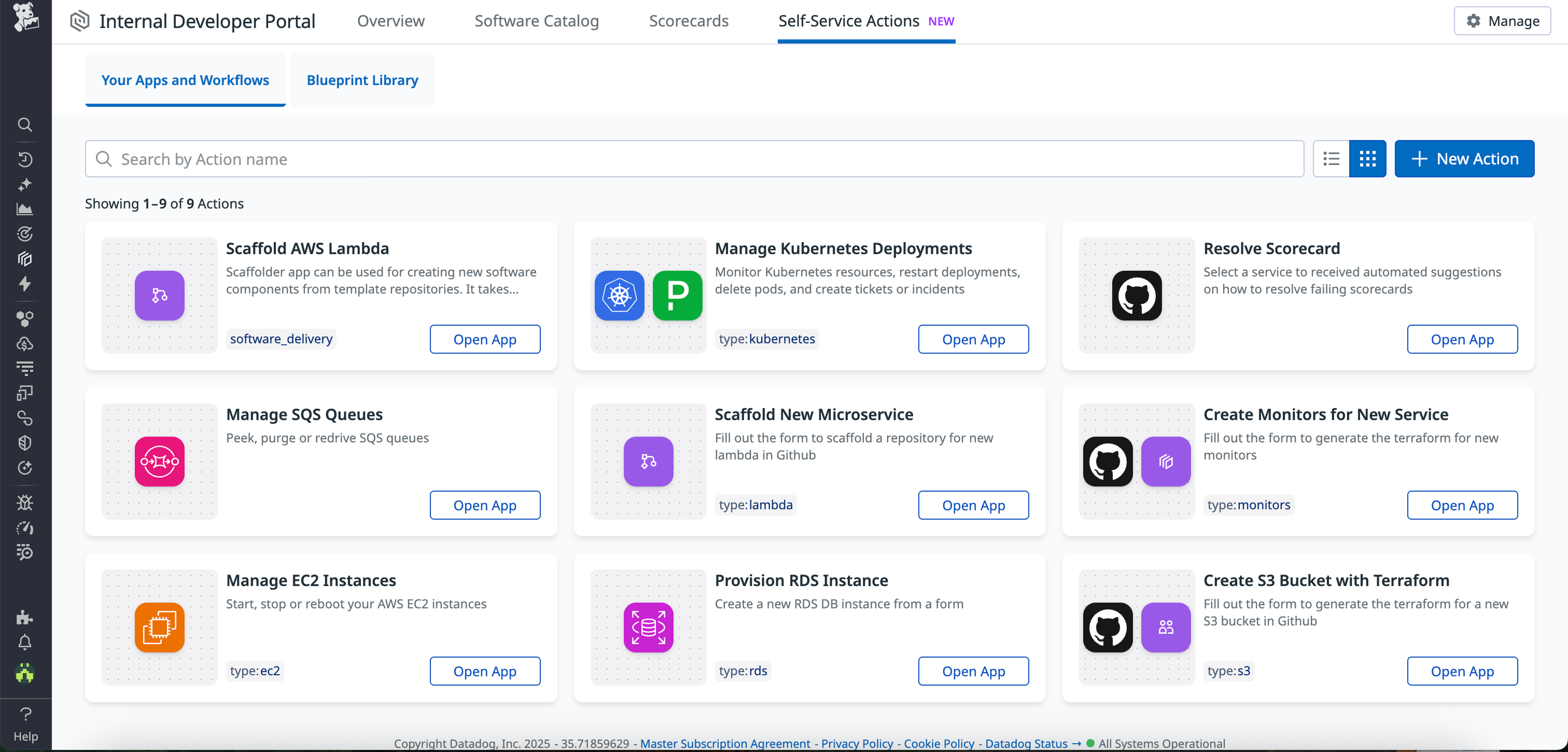Adding a template to Self-Service Actions