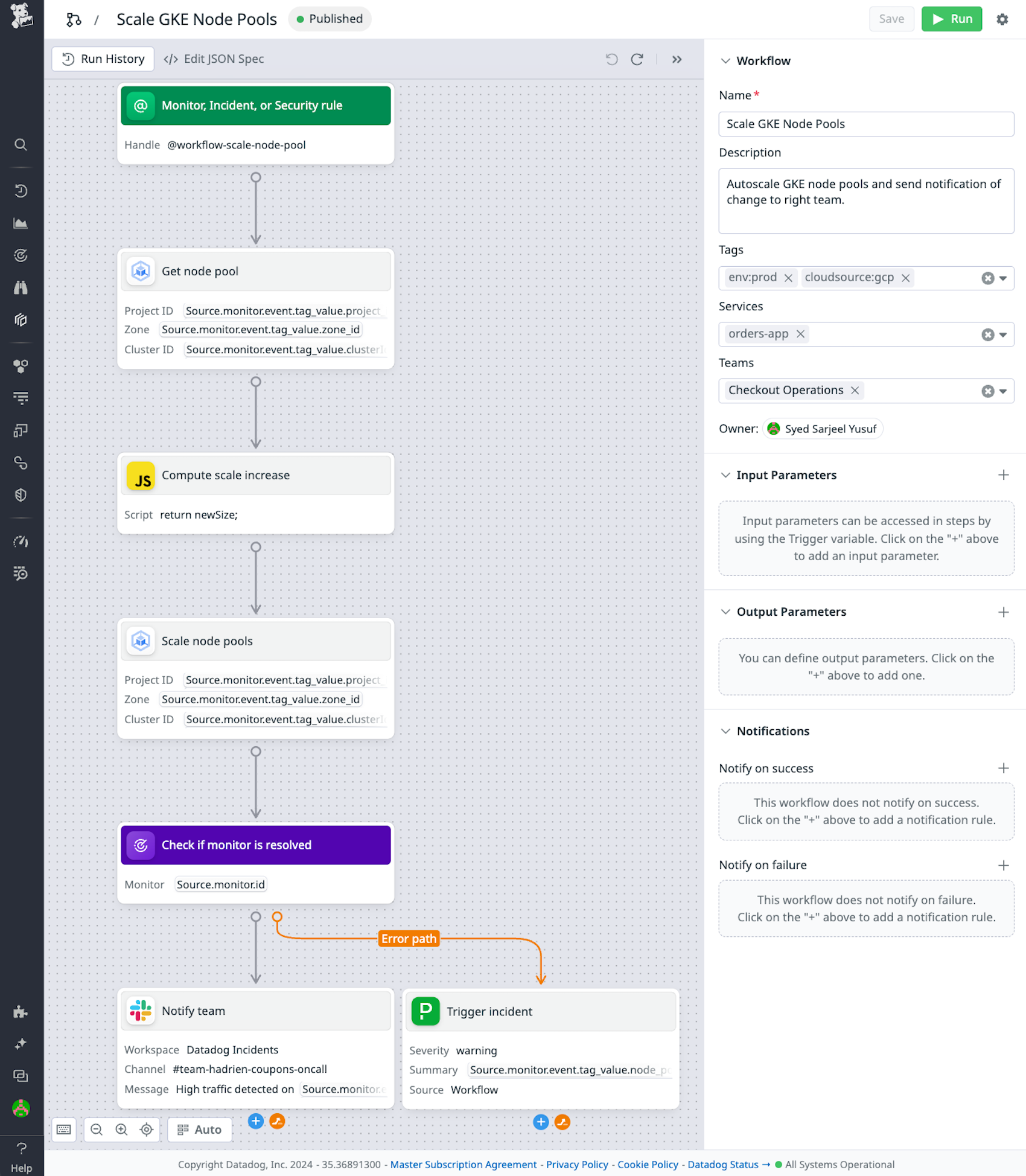 Scale GKE Node Pools workflow.