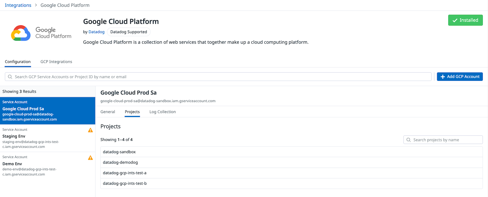 New tile layout for Google Cloud Platform integration