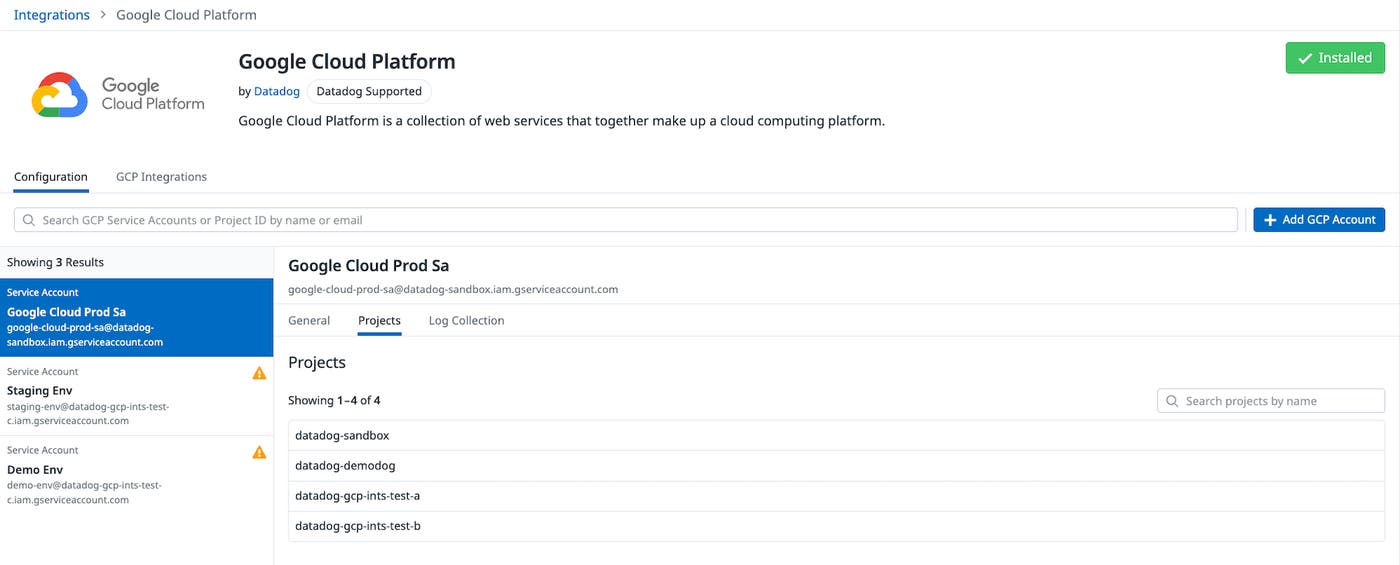 New tile layout for Google Cloud Platform integration New tile layout for Google Cloud Platform integration