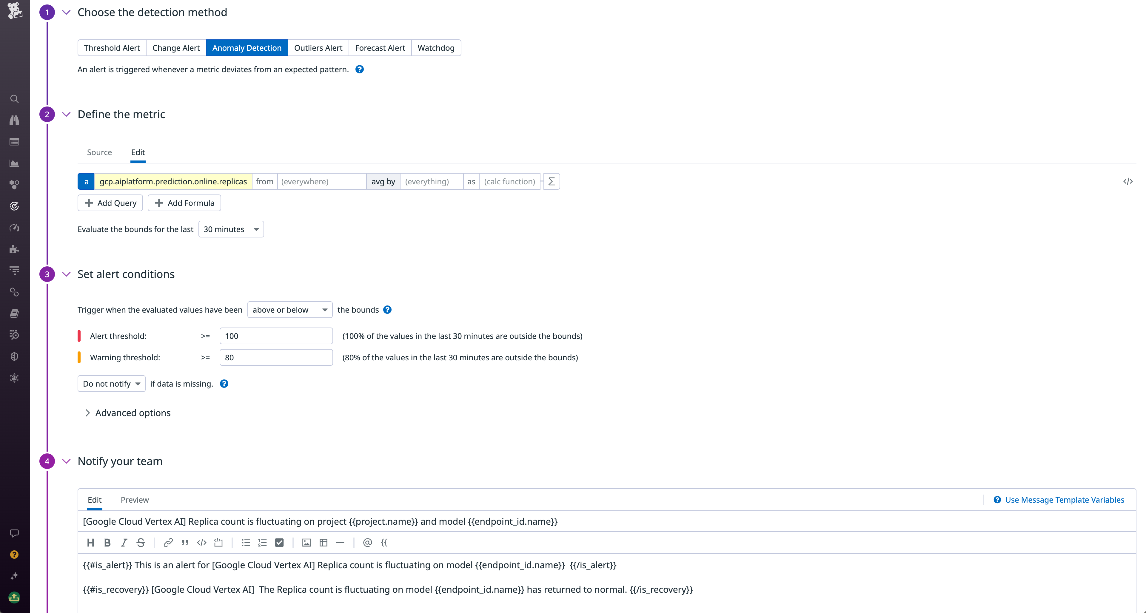 Get alerted when your Vertex AI replica count is fluctuating.