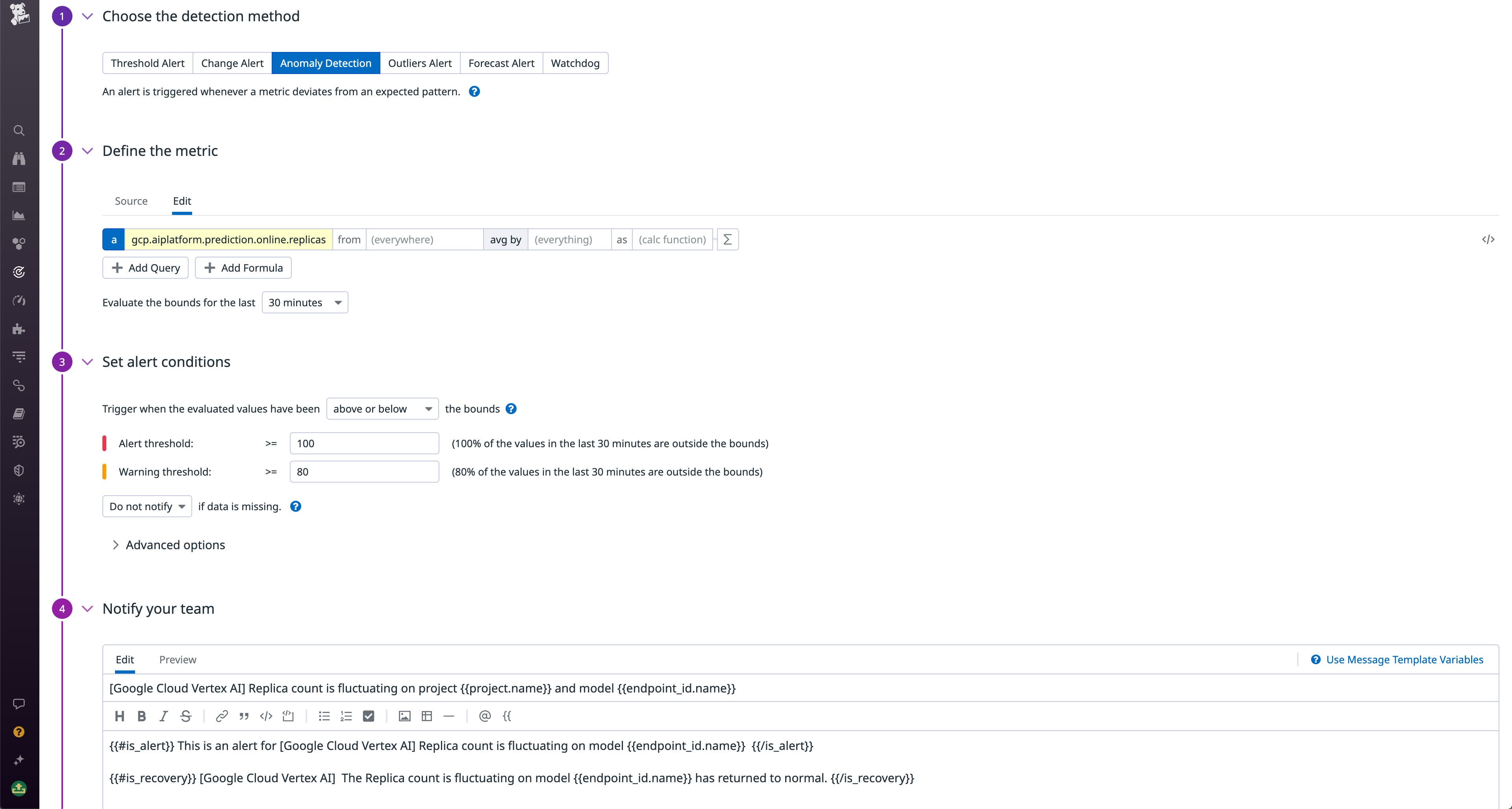 Get alerted when your Vertex AI replica count is fluctuating. Get alerted when your Vertex AI replica count is fluctuating.