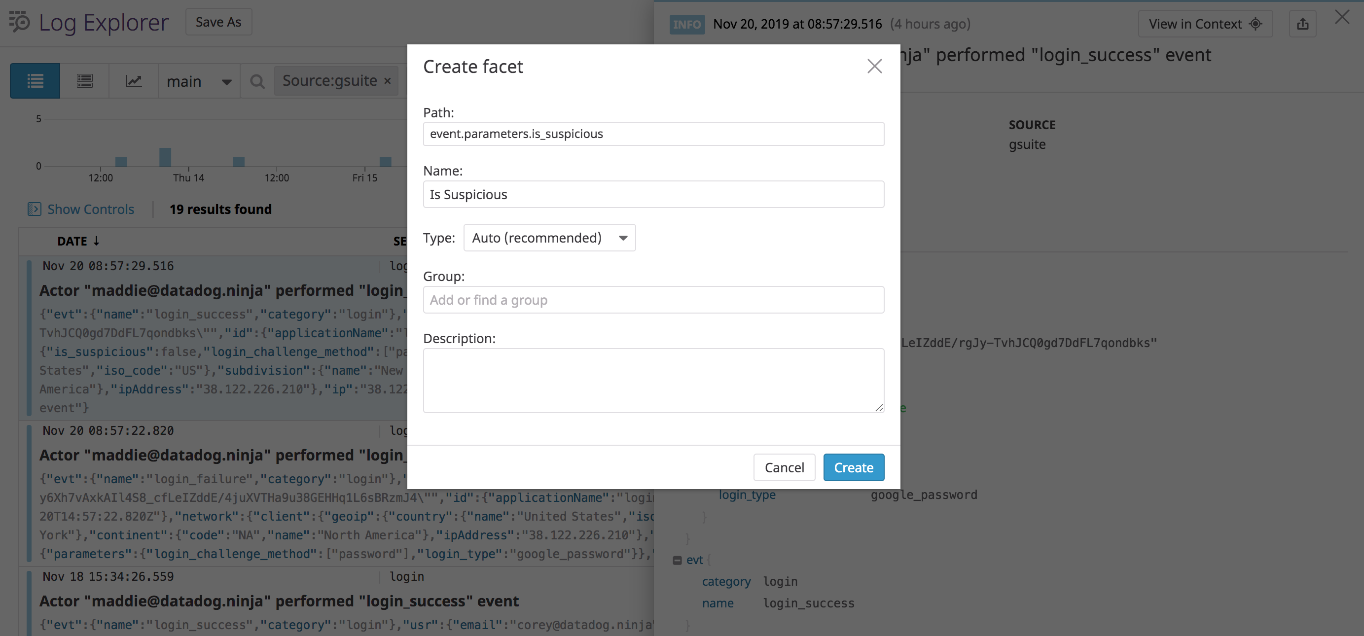 Create a facet from Google Workspace attributes