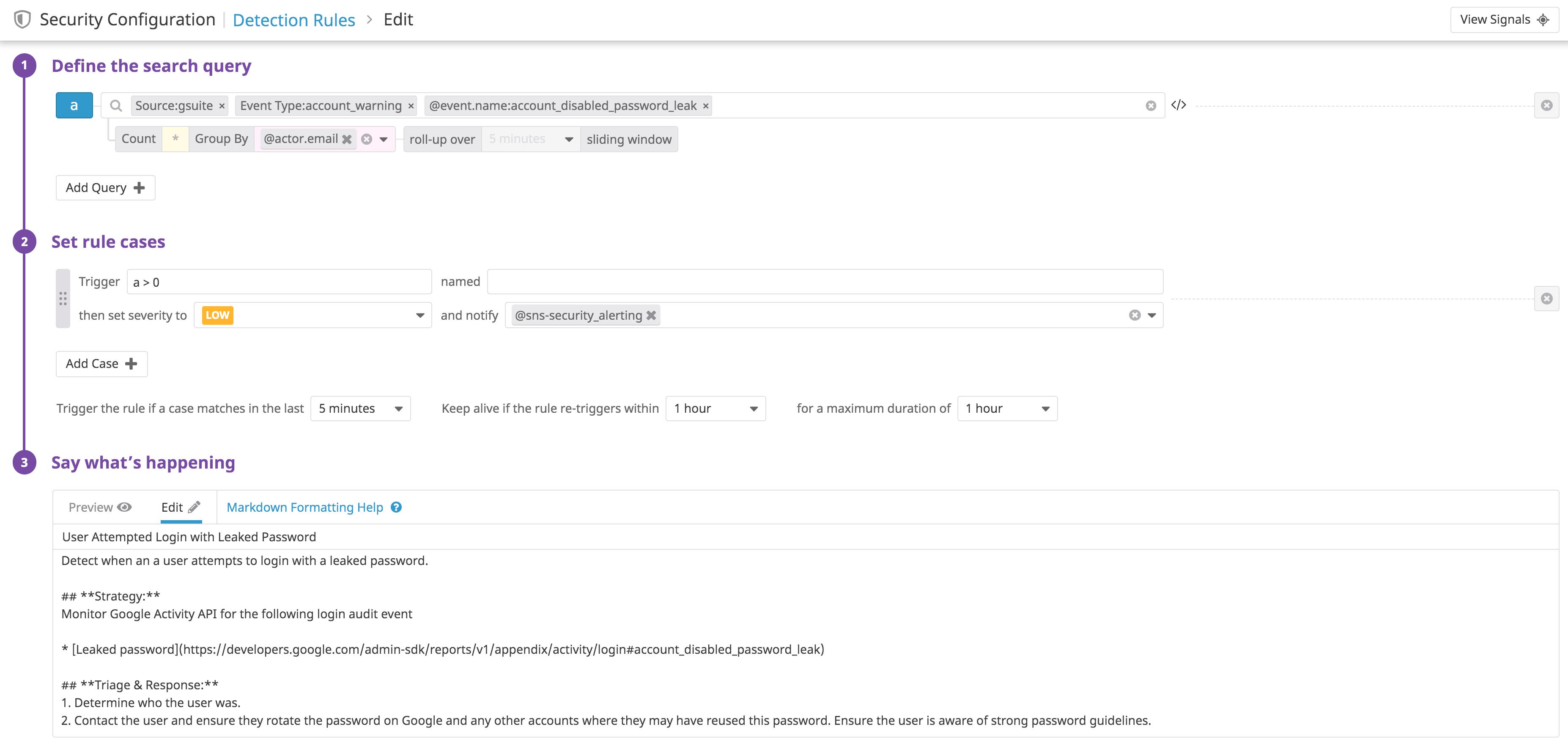 Create a detection rule with Google Workspace audit logs Create a detection rule with Google Workspace audit logs