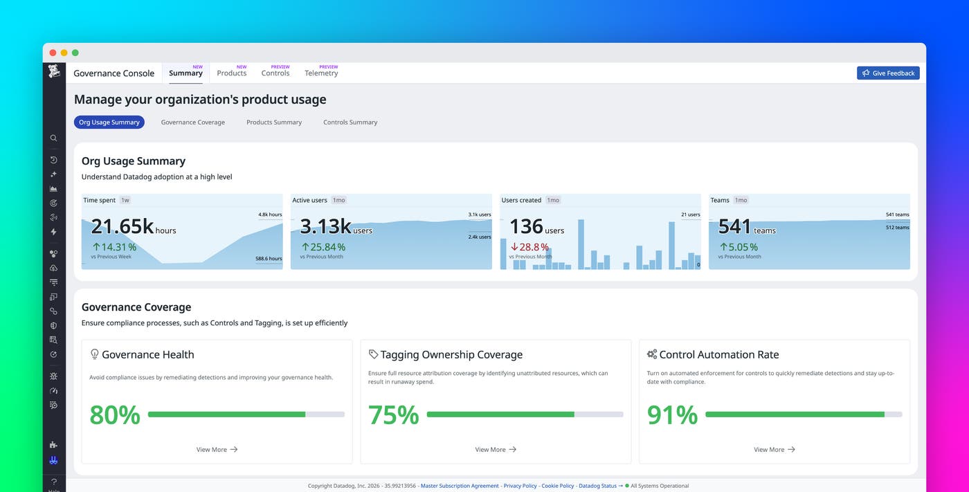 Centralize observability management with Datadog Governance Console Centralize observability management with Datadog Governance Console