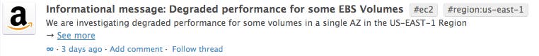 The initial AWS failure seen from Datadog The initial AWS failure seen from Datadog