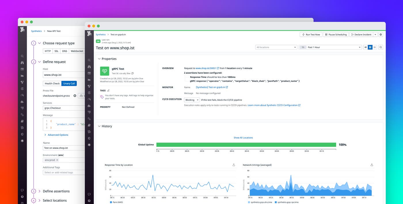 Monitor your gRPC APIs with Datadog Synthetic Monitoring Monitor your gRPC APIs with Datadog Synthetic Monitoring