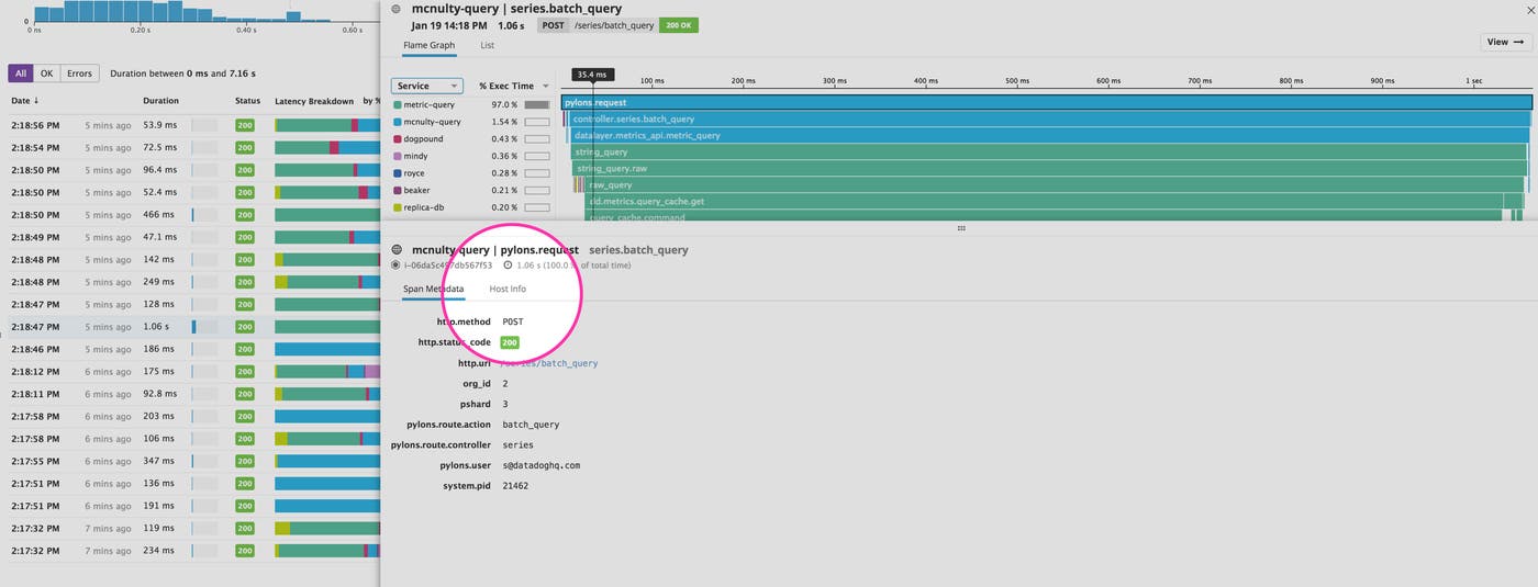 Datadog APM's new Host Info panel. Datadog APM's new Host Info panel.