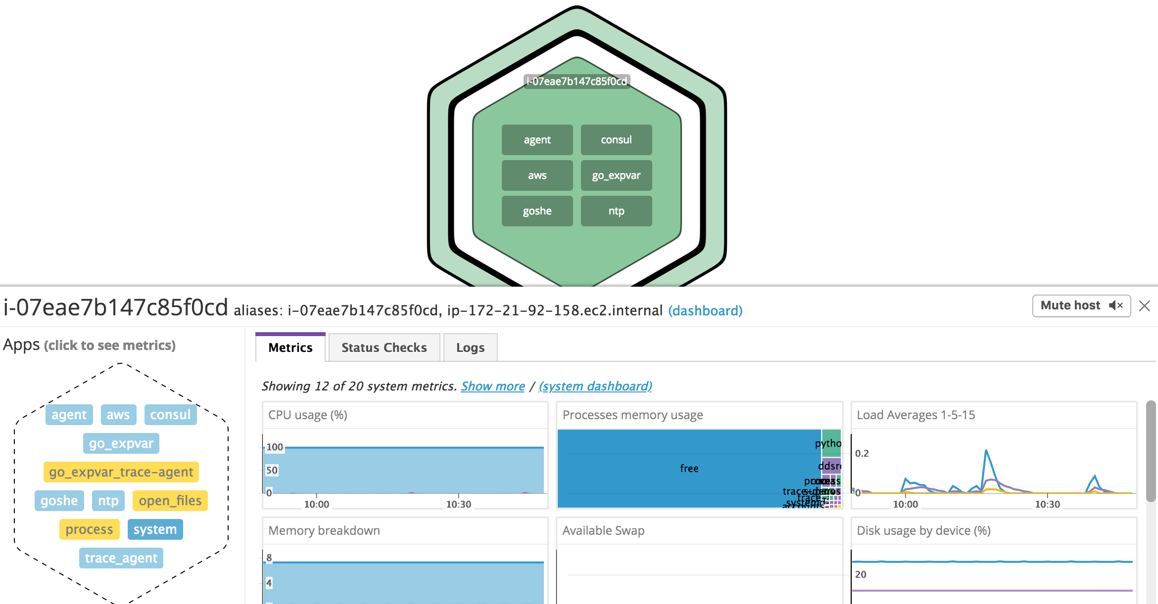 Zoomed in on a single host