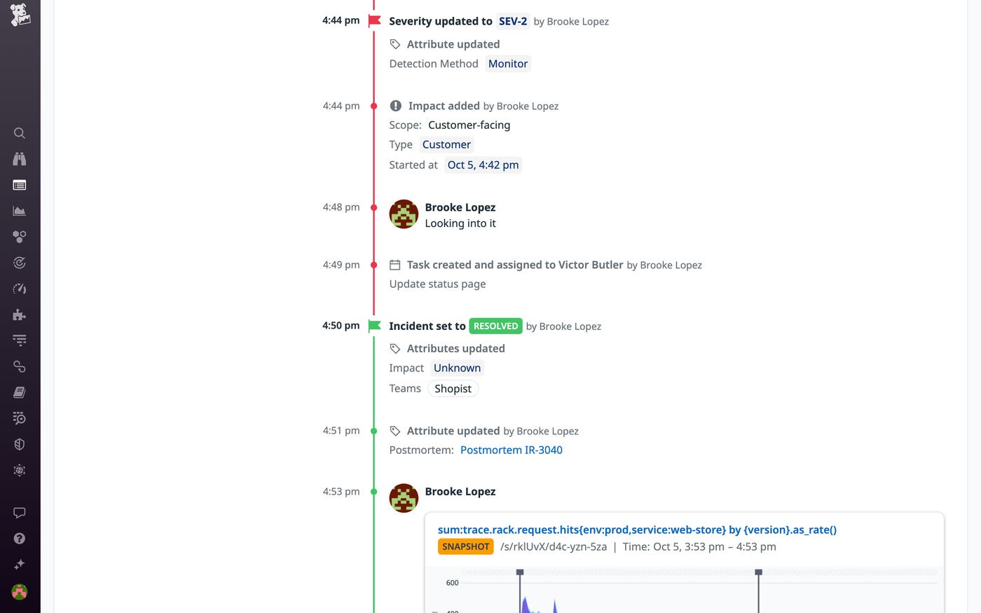 A task within an incident timeline A task within an incident timeline