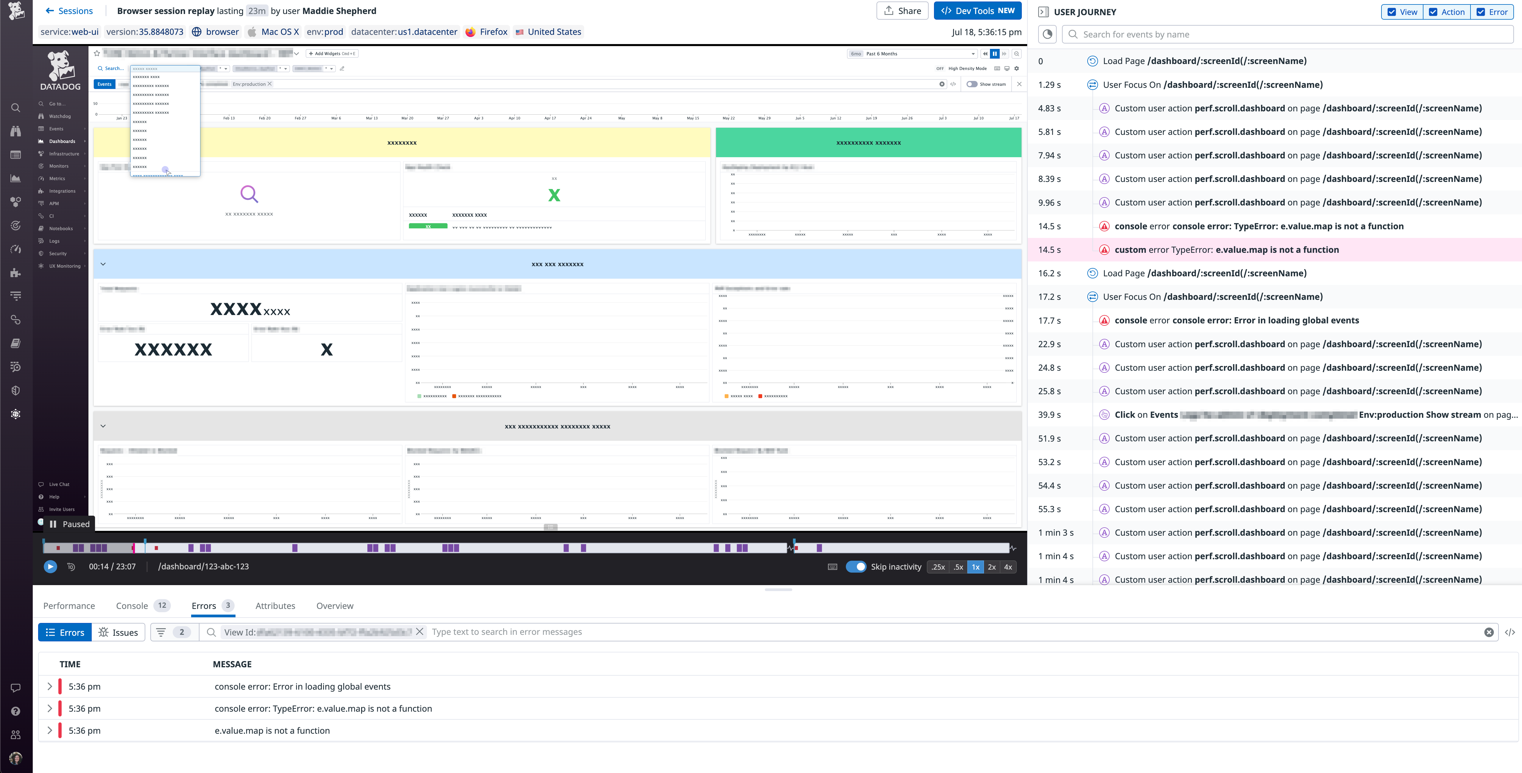 View a Session Replay dashboard