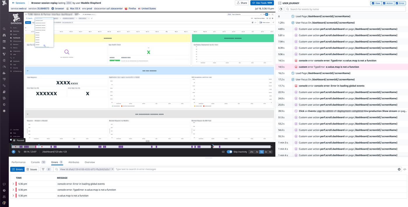View a Session Replay dashboard View a Session Replay dashboard