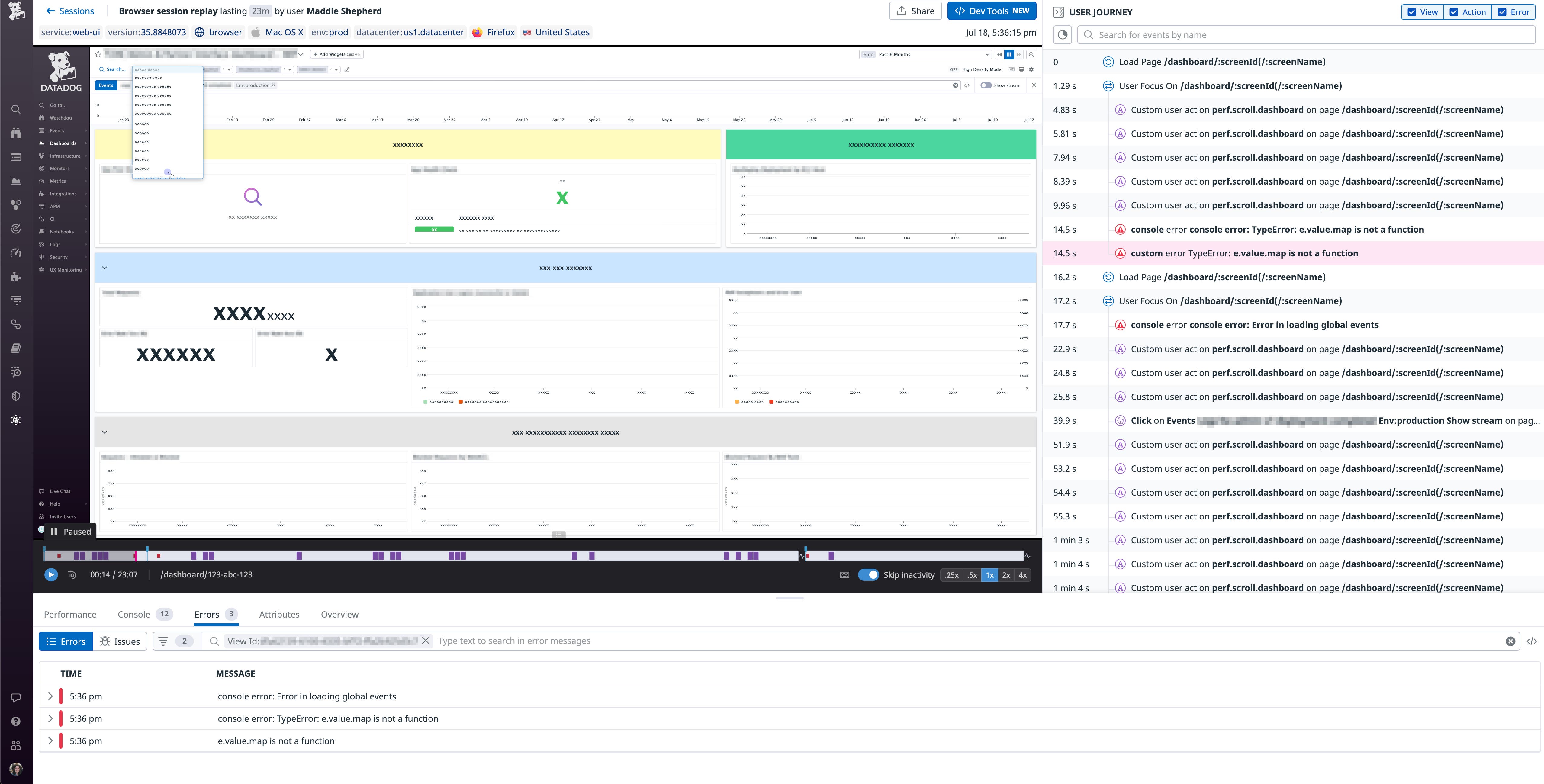 View a Session Replay dashboard View a Session Replay dashboard