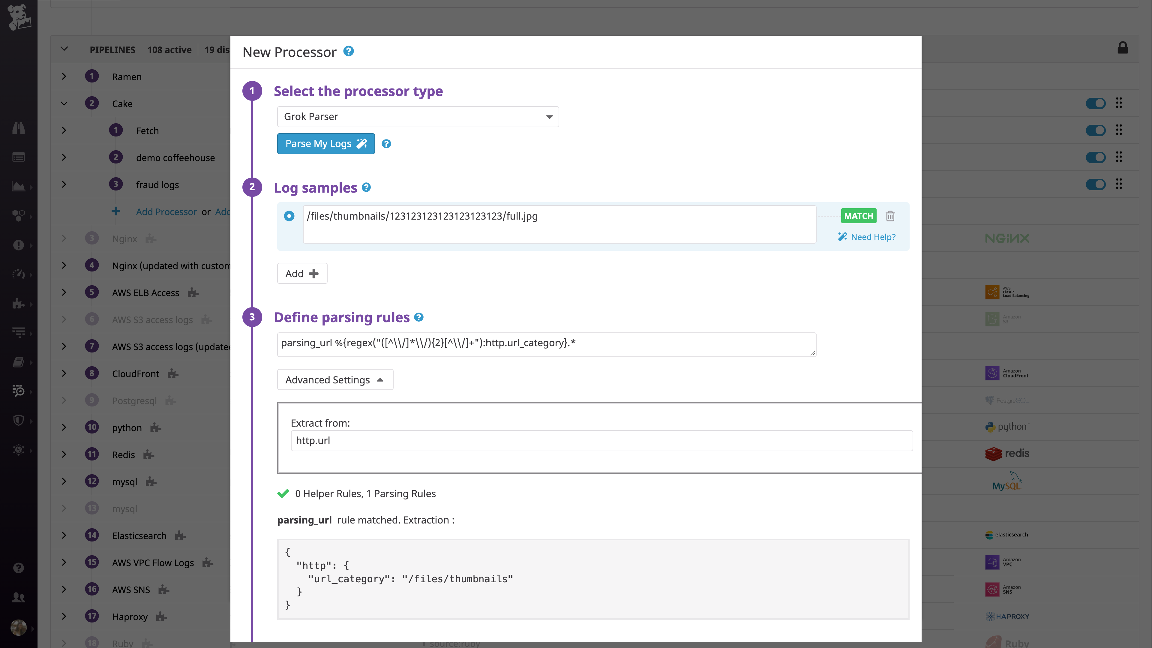 Categorize logs into auto-generated log categories by adding a grok parser to your Datadog log processing pipeline.