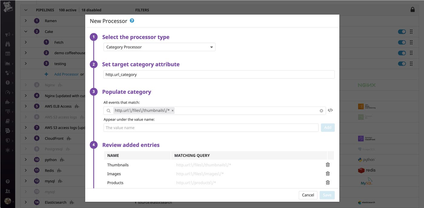 Categorize logs into URL-based categories with a category processor in datadog log management. Categorize logs into URL-based categories with a category processor in datadog log management.