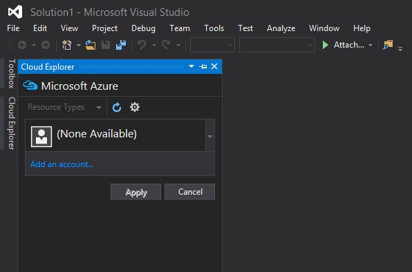 Add Azure account to Visual Studio Add Azure account to Visual Studio