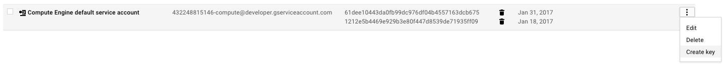 GCE metrics - Create service account key GCE metrics - Create service account key