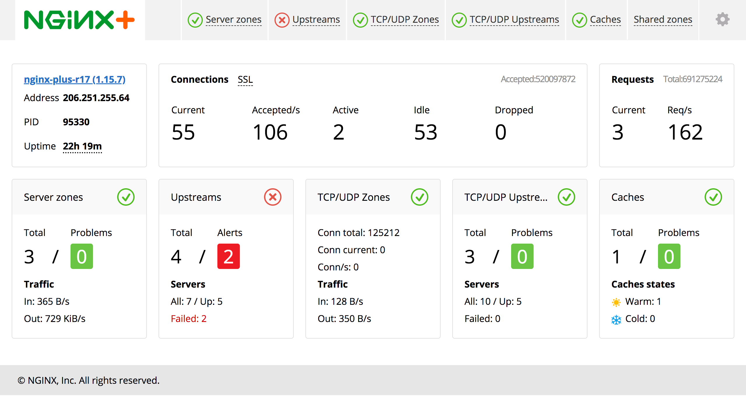 NGINX Plus status board