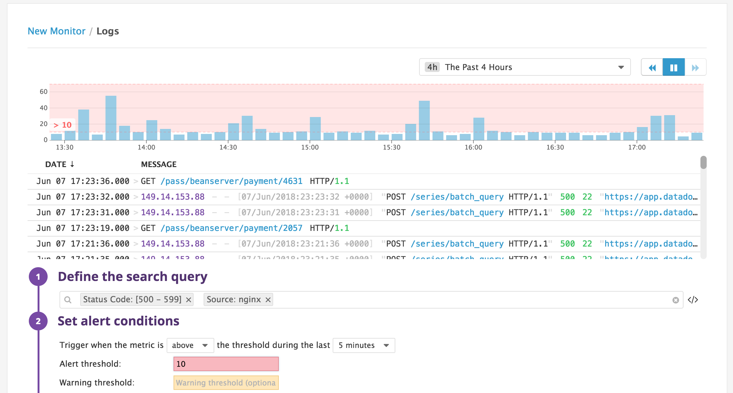 NGINX log monitor query
