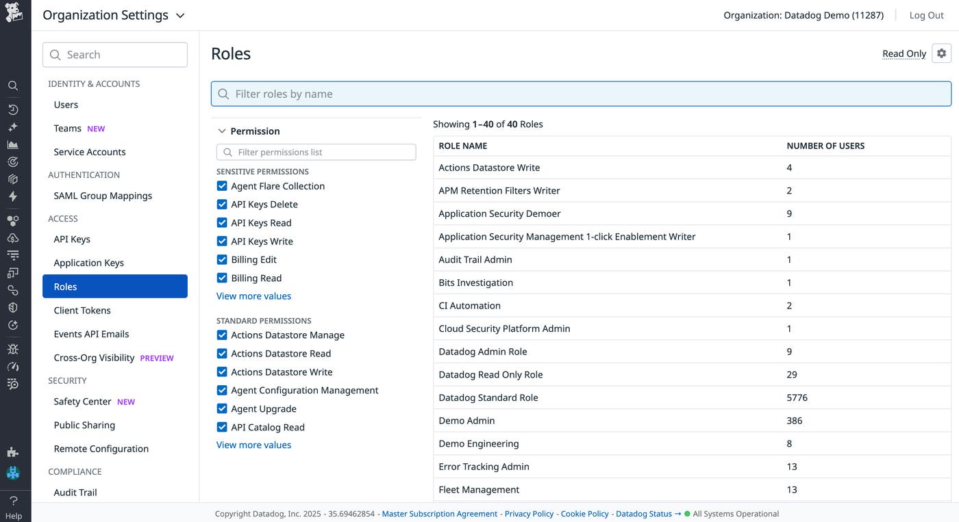 Enforce RBAC from within the Datadog App. Enforce RBAC from within the Datadog App.