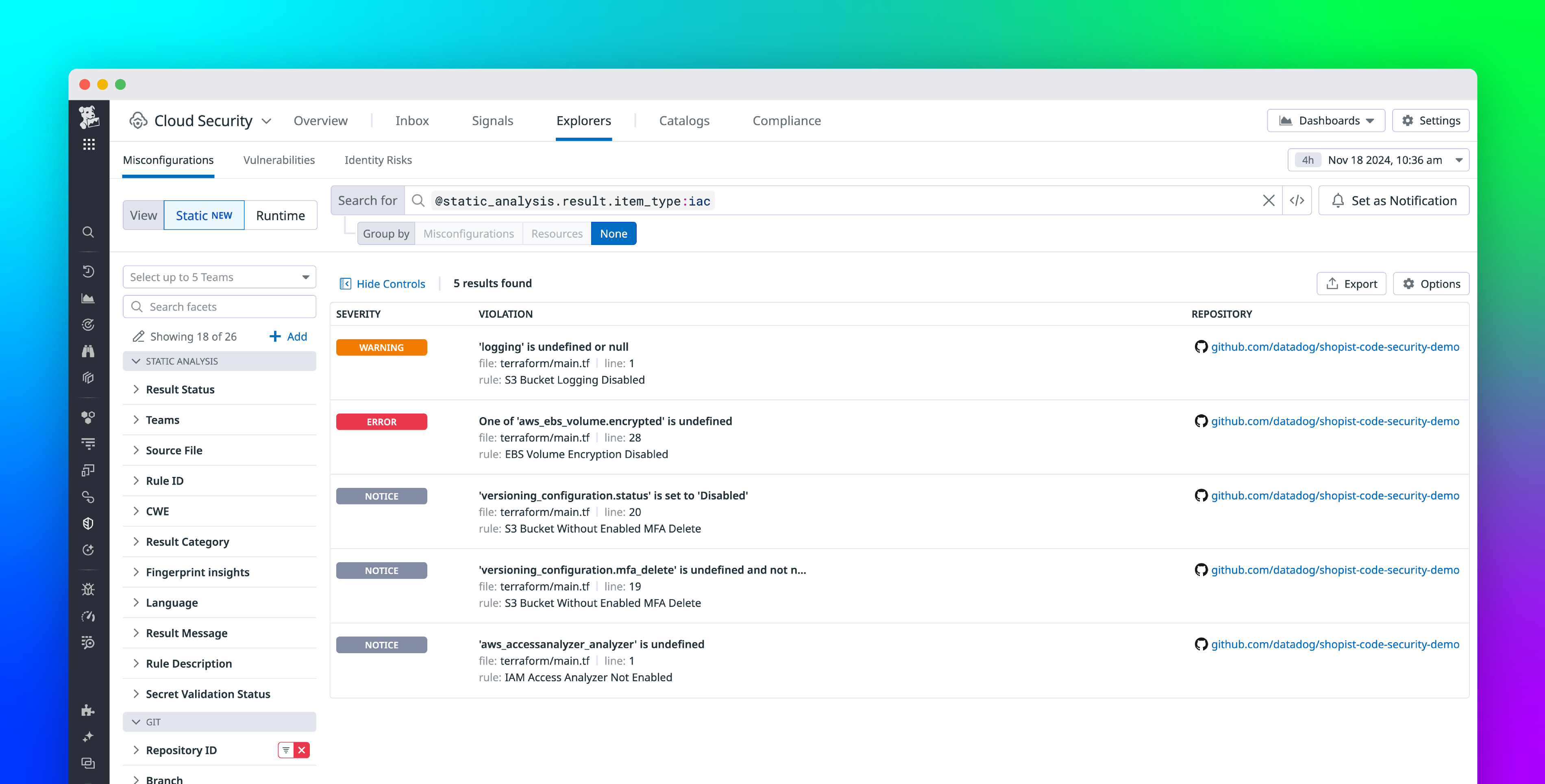 Secure your cloud environment from end to end with Datadog IaC Security