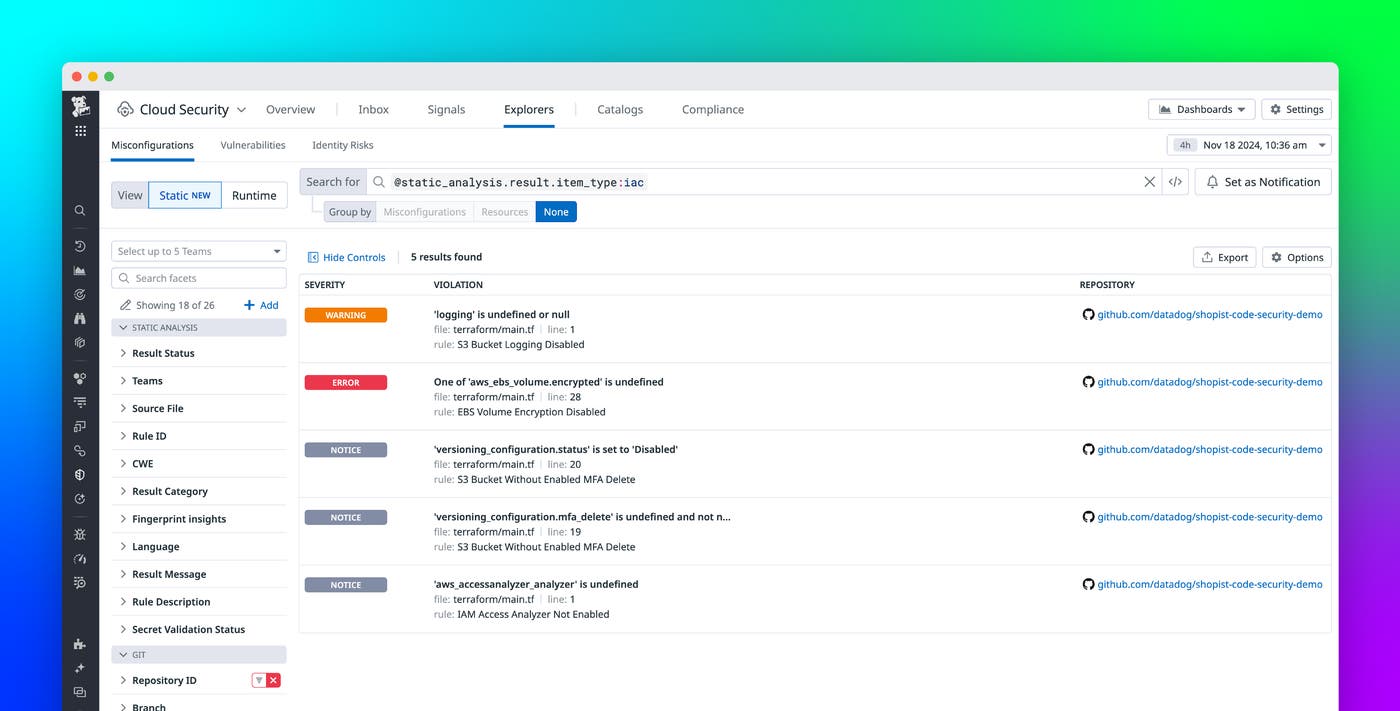 Secure your cloud environment from end to end with Datadog IaC Security Secure your cloud environment from end to end with Datadog IaC Security