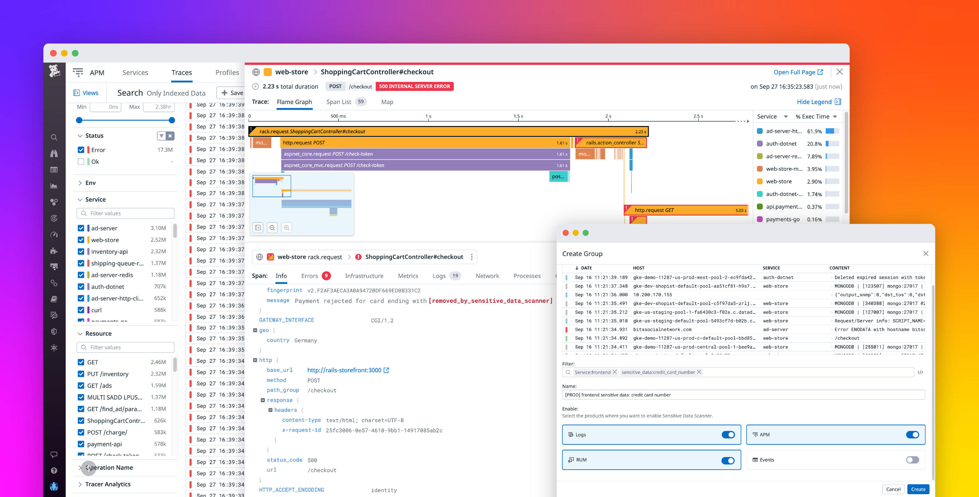 Identify and redact sensitive data in APM, RUM, and Events stream with Sensitive Data Scanner