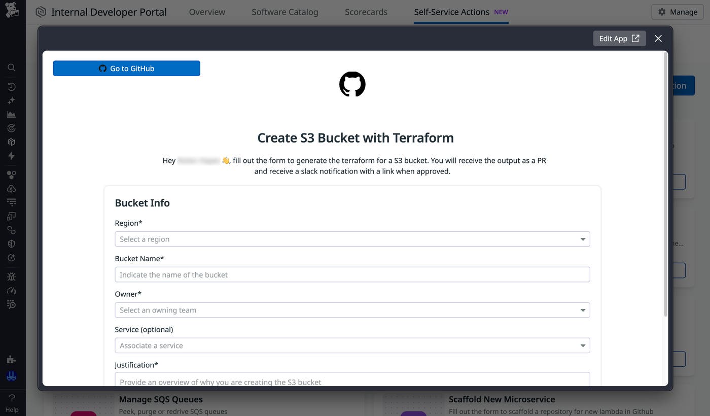 A form to provision an Amazon S3 bucket. A form to provision an Amazon S3 bucket.