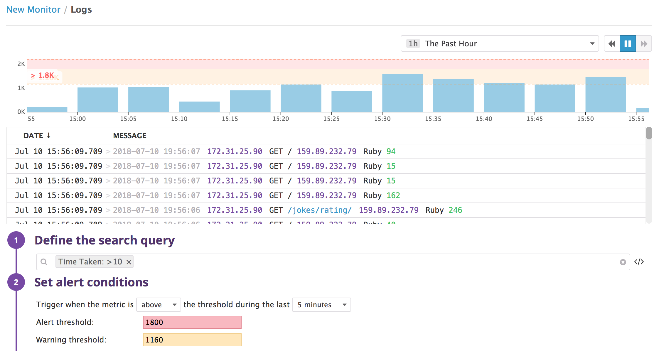 IIS monitoring - Setting an alert based on logs