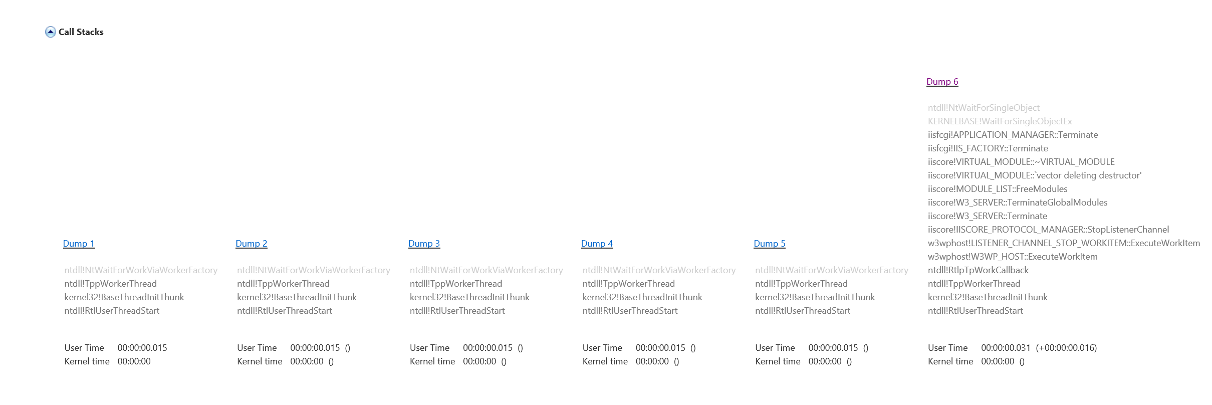 IIS monitoring tools - Traces within a DebugDiag report
