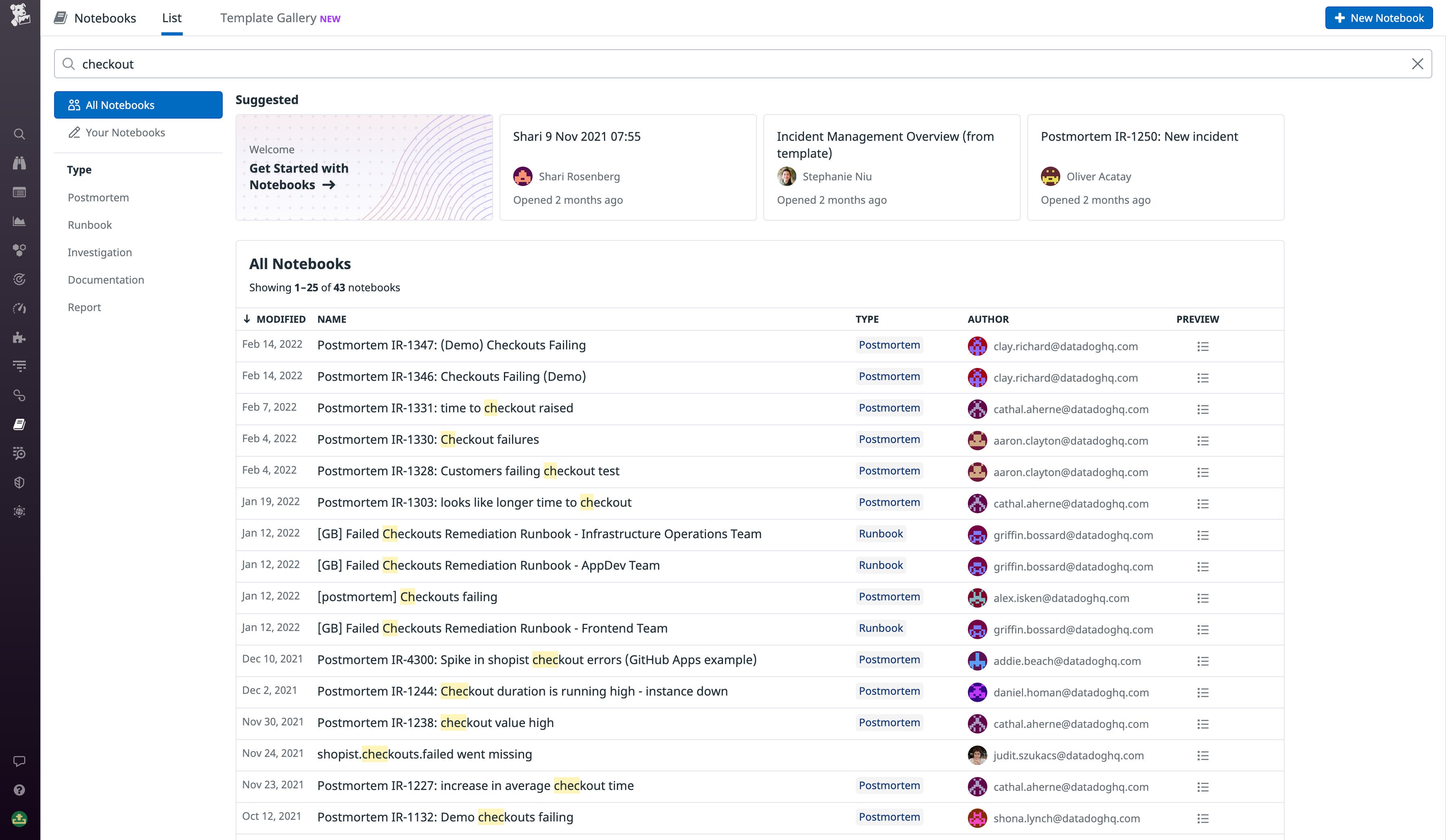 Browse, search, and filter your Notebooks from the Notebooks List Browse, search, and filter your Notebooks from the Notebooks List