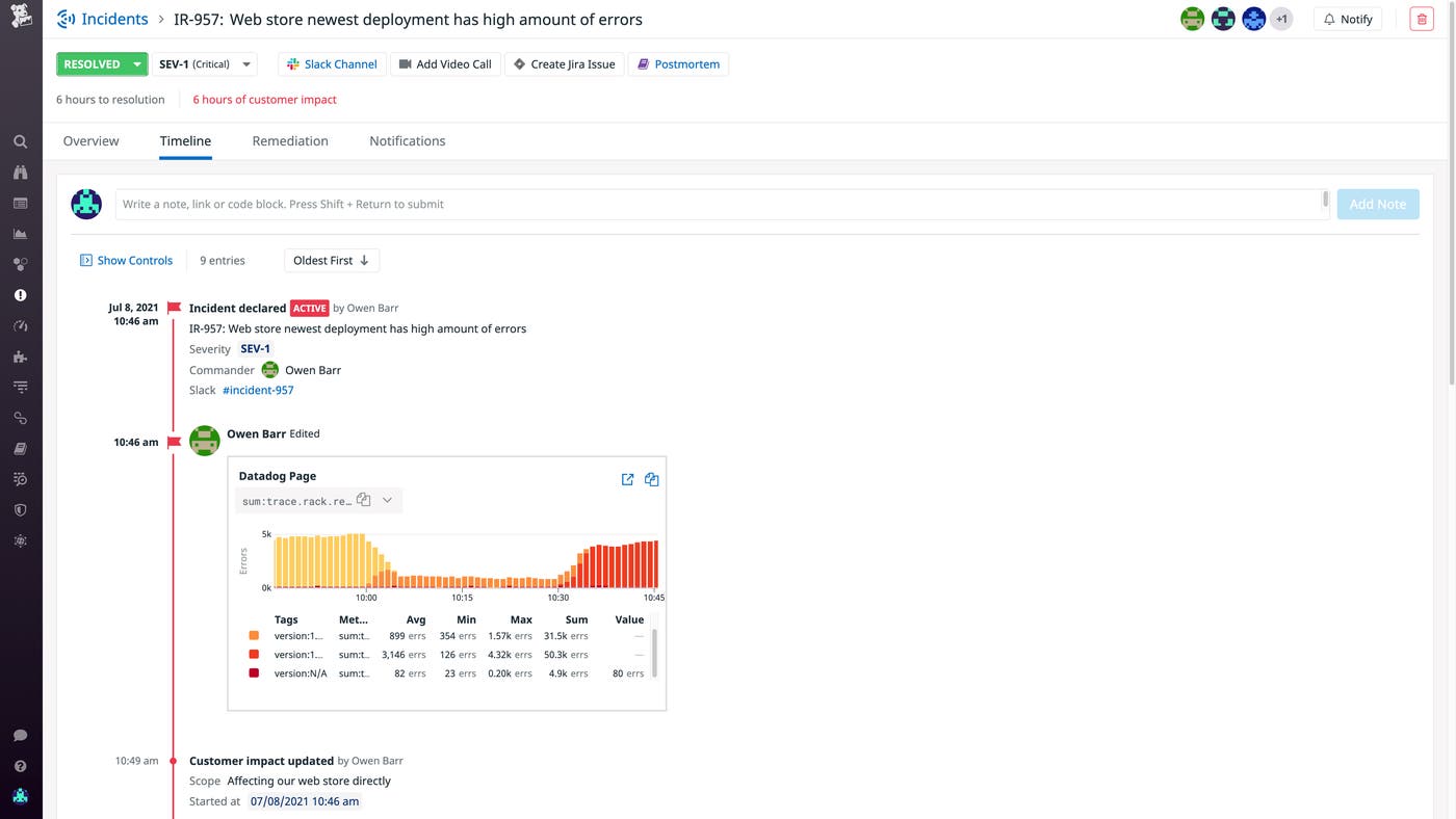 Comments within a postmortem in Datadog. Comments within a postmortem in Datadog.