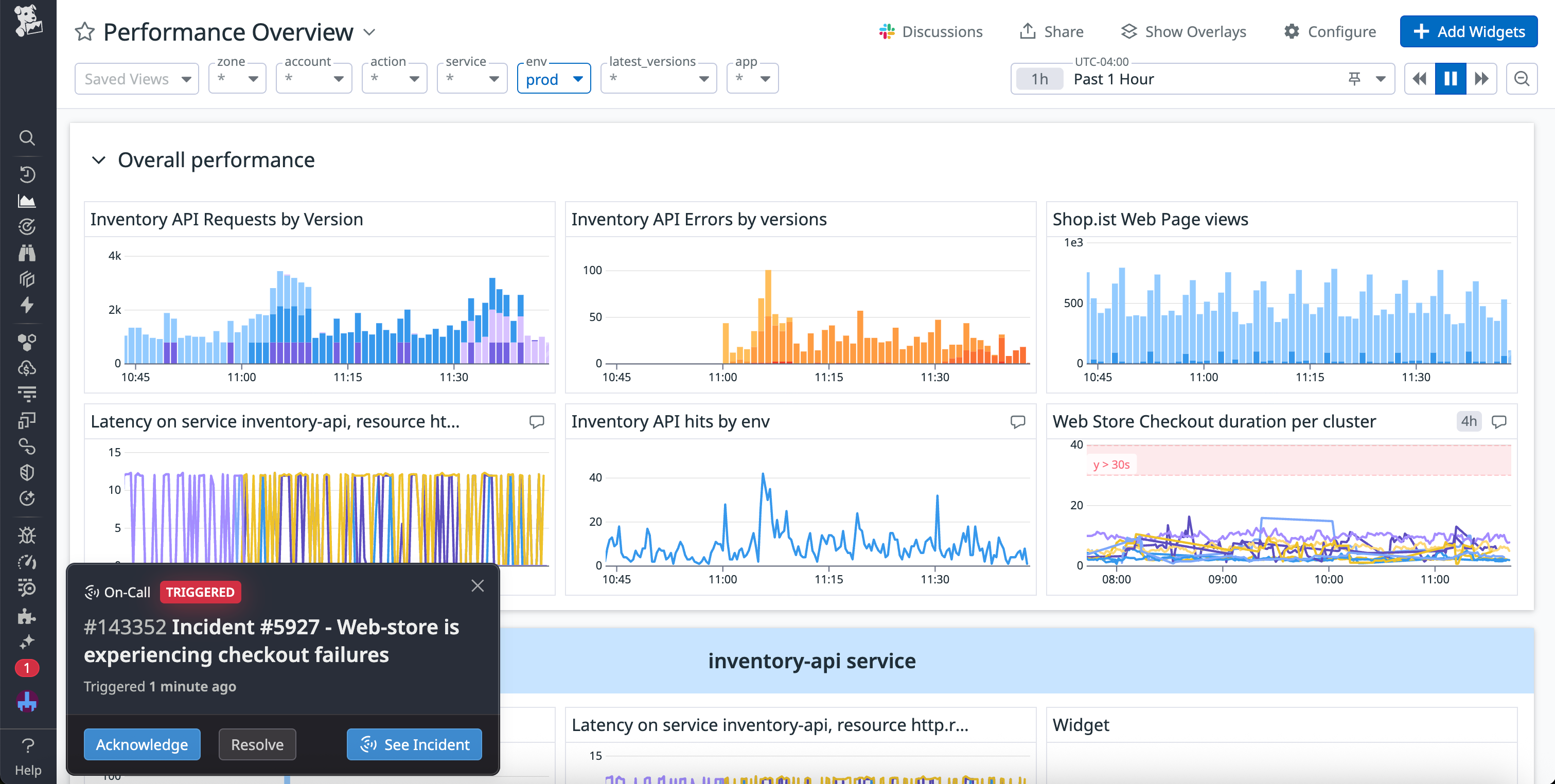 A notification within Datadog for an On-Call page.